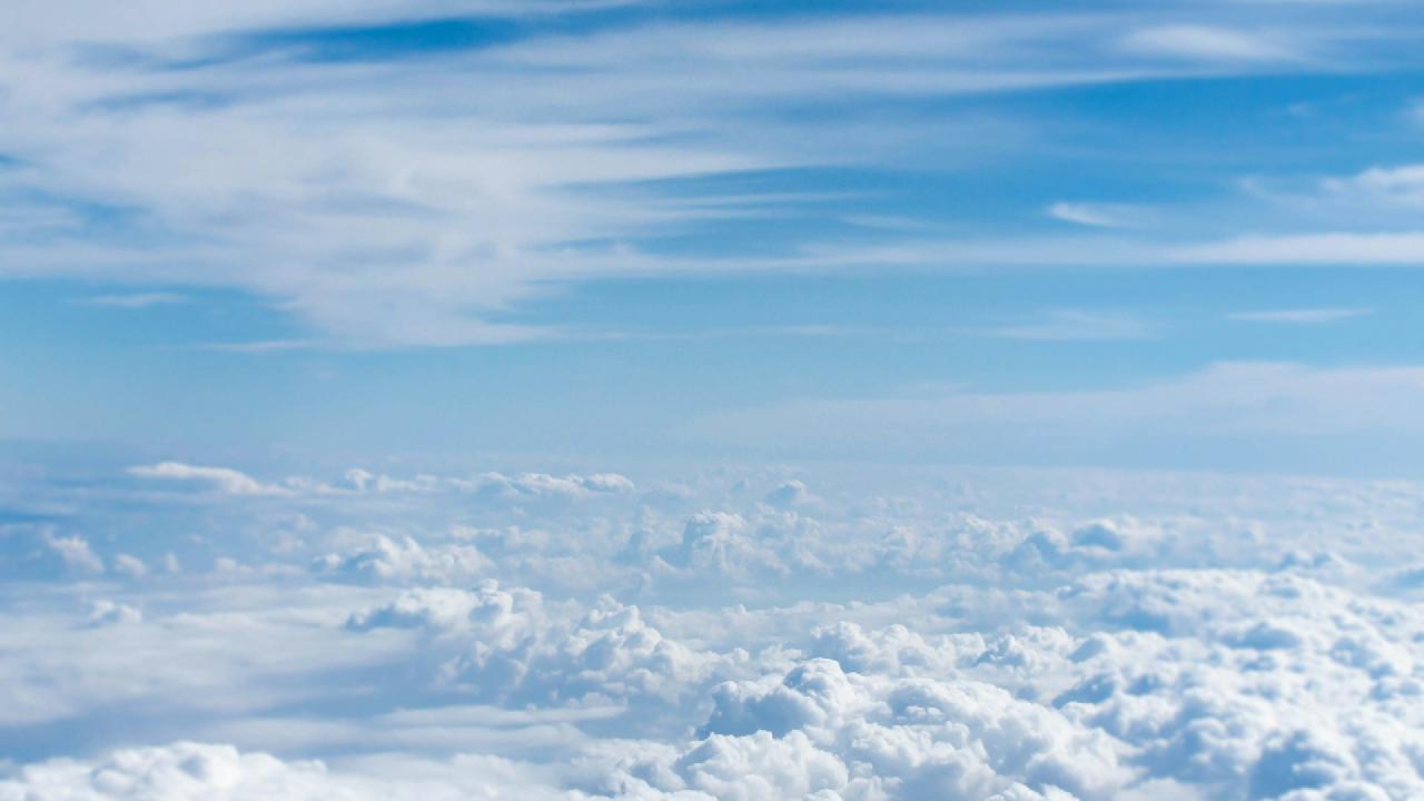 Blue sky and clouds seen from above